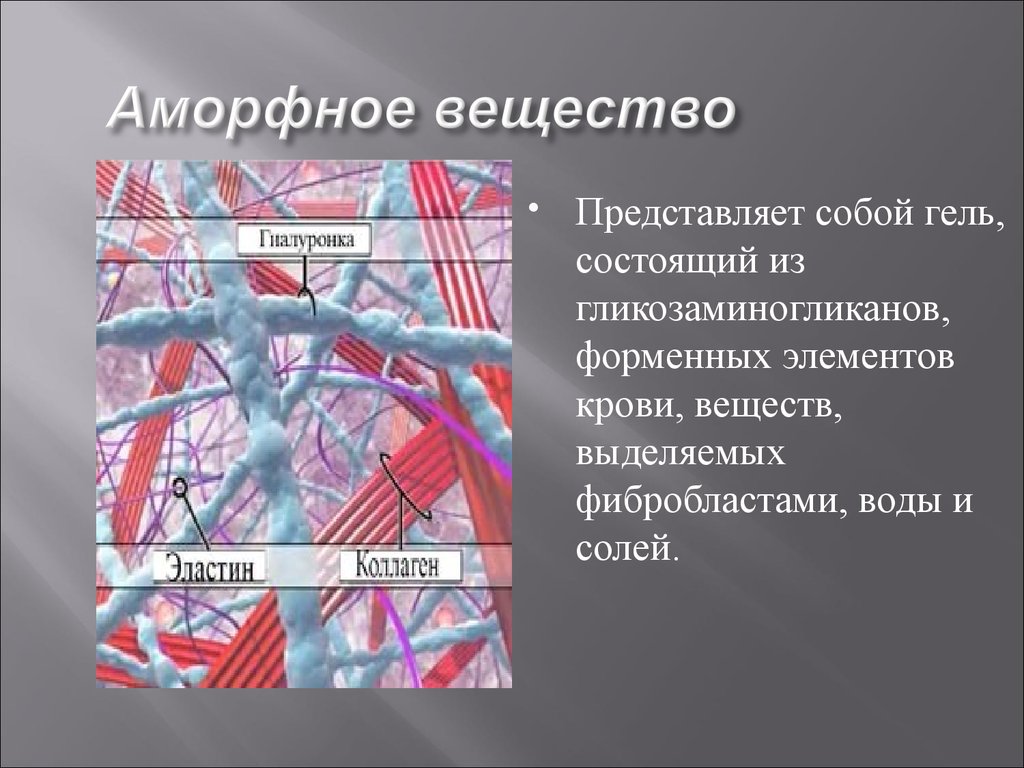 Вещество представляющее собой. Основное аморфное вещество. Основное аморфное вещество соединительной ткани. Аморфное межклеточное вещество. Аморфное вещество межклеточного вещества.