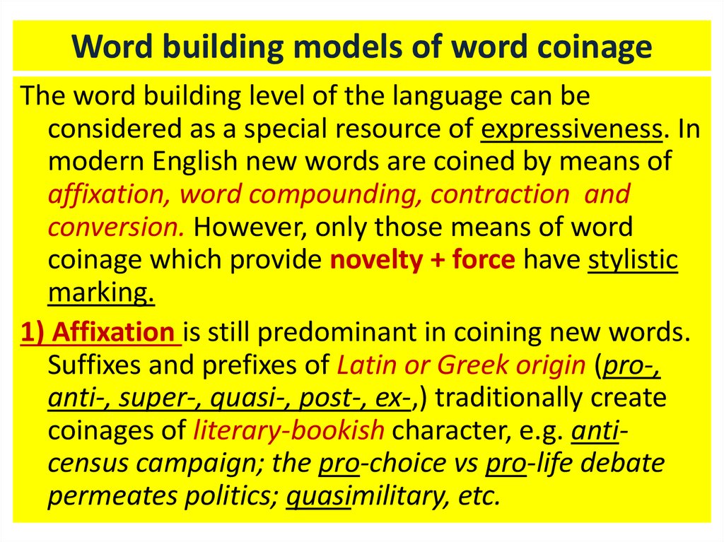 Types of word building