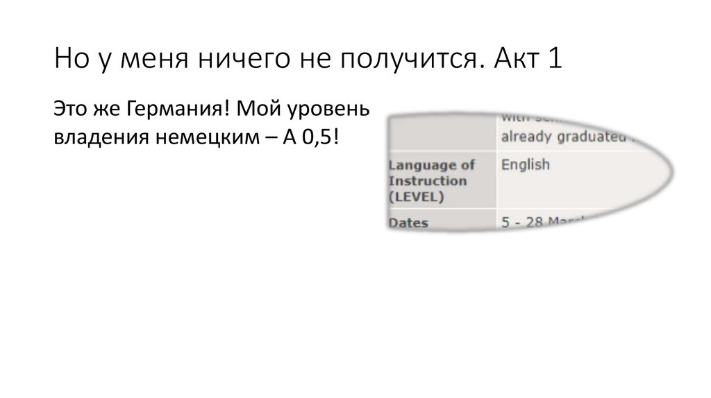 Но у меня ничего не получится. Акт 1