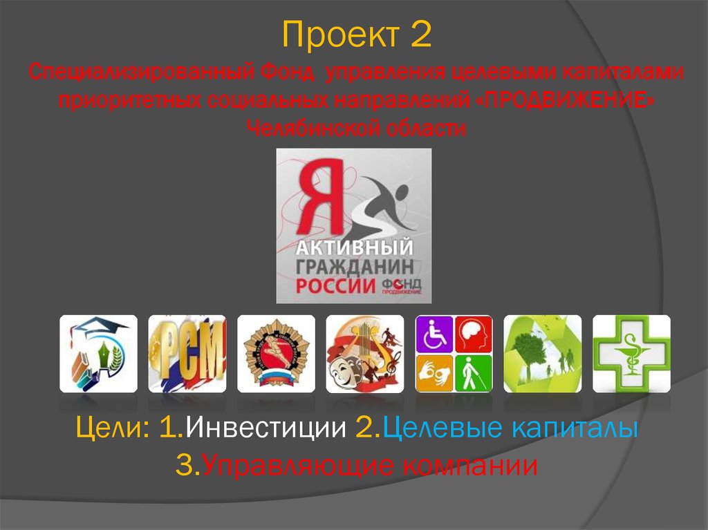 Проект 2 Специализированный Фонд управления целевыми капиталами приоритетных социальных направлений «ПРОДВИЖЕНИЕ» Челябинской