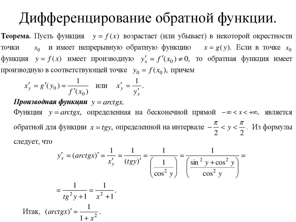 Теоремы производных