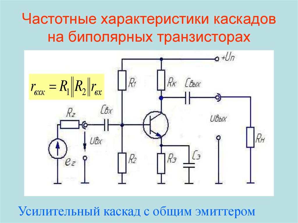 Типовая схема усилительного каскада с общим эмиттером