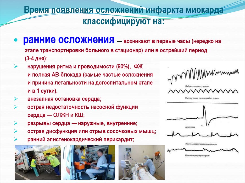 Больного с инфарктом миокарда. Инфаркт миокарда осложнения пациенты. Ранние осложнения инфаркта миокарда клиника. Осложнения инфаркта миокарда клинические. Самое частое осложнение инфаркта миокарда в первые часы.