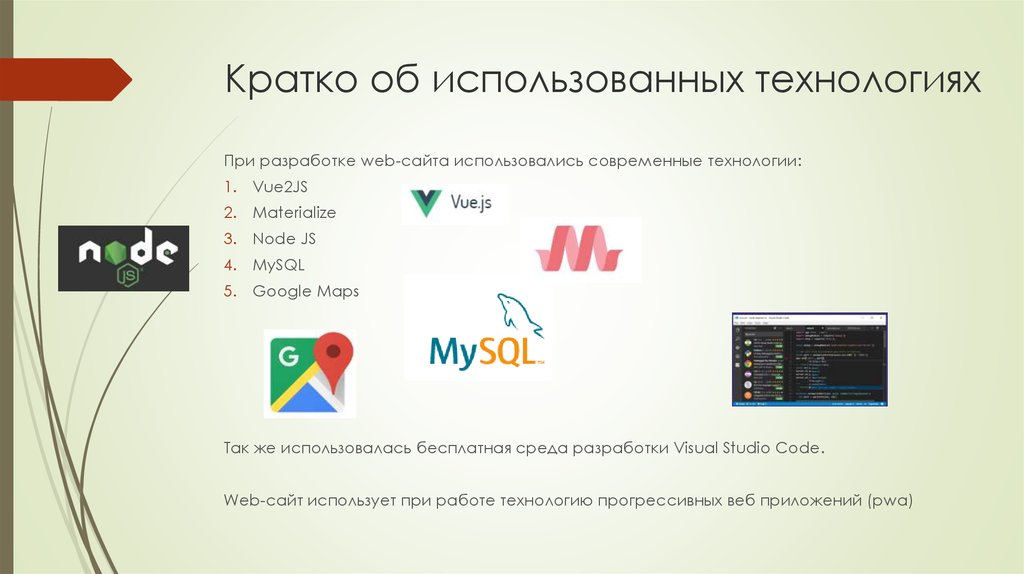 Кратко об использованных технологиях