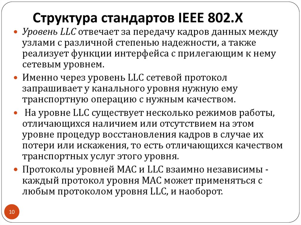 Структура стандартов IEEE 802.X