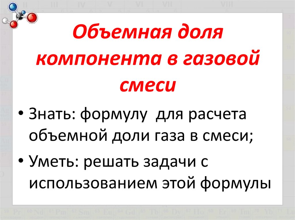 объемные доли компонентов