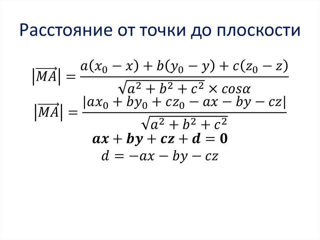 Расстояние от точки до плоскости