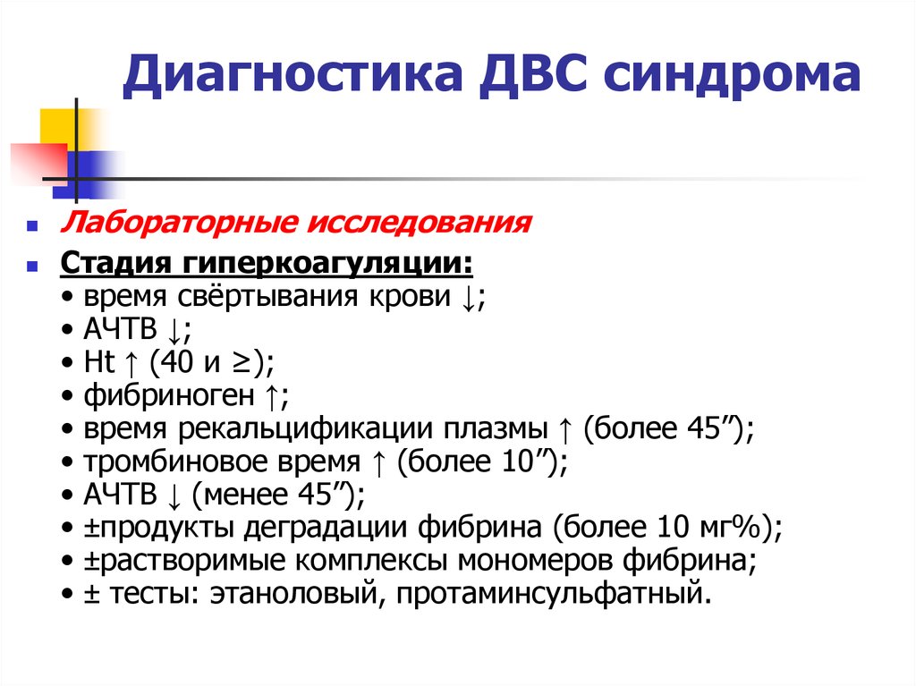 В схемах лечения двс синдрома присутствуют тест