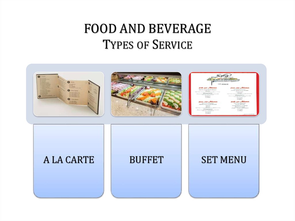 a presentation of food and beverage offerings is definition of