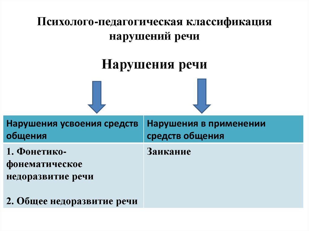 Педагогическая классификация нарушений речи