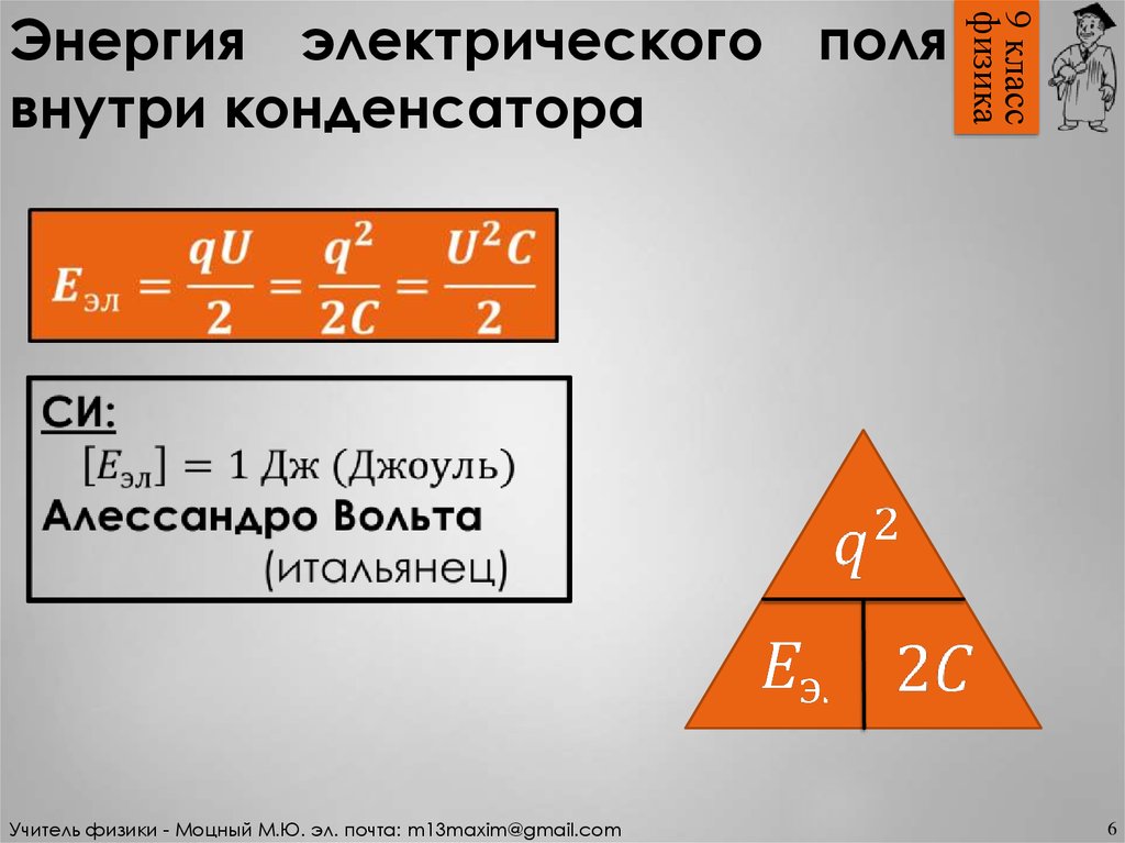 Энергия заряженного конденсатора кратко