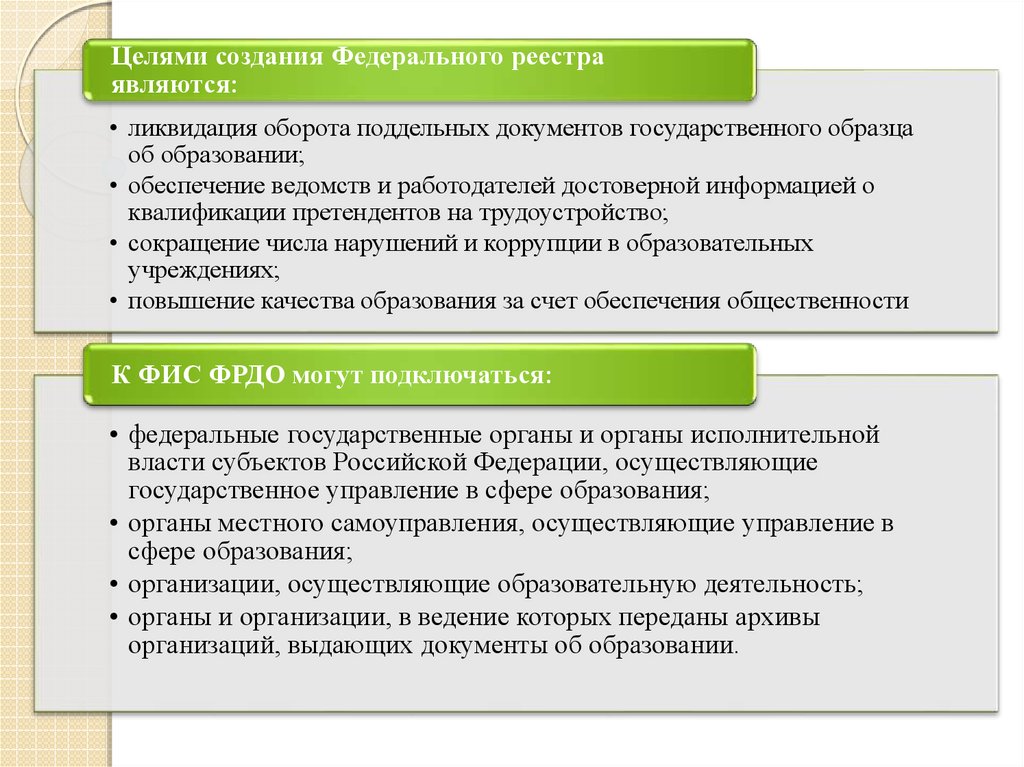 Федеральный реестр документов государственного образца об образовании