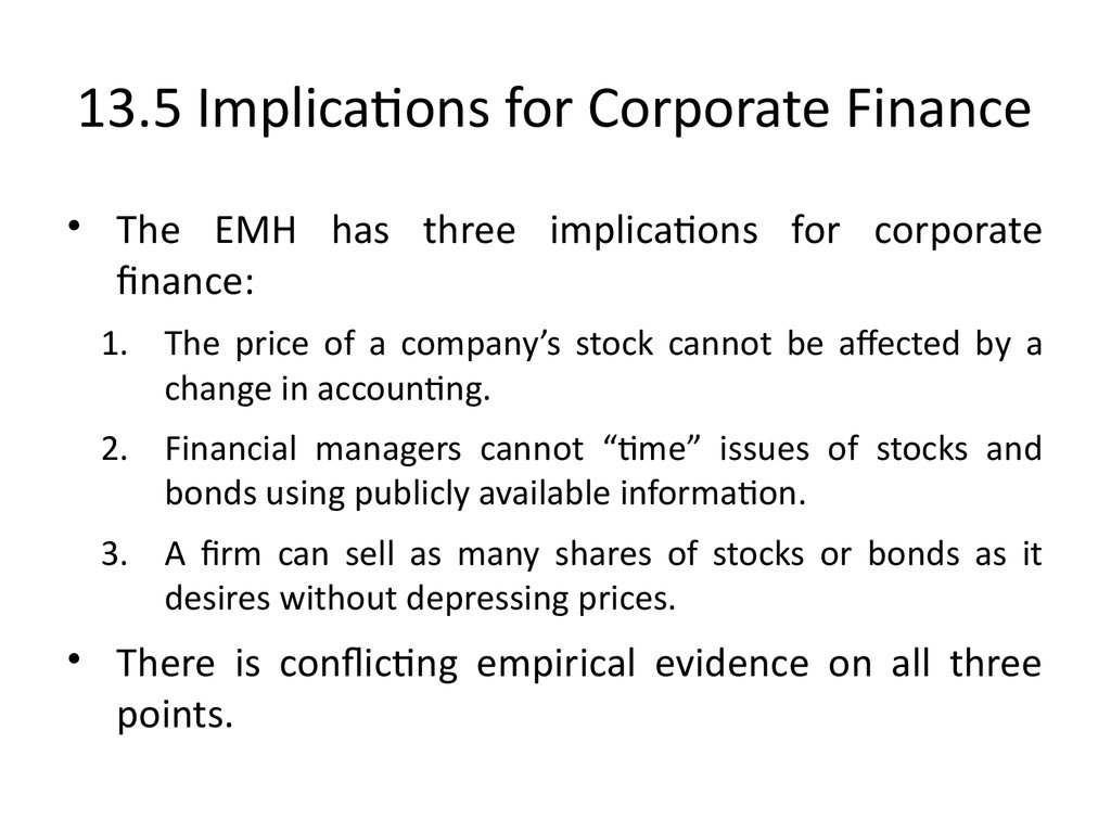 13.5 Implications for Corporate Finance