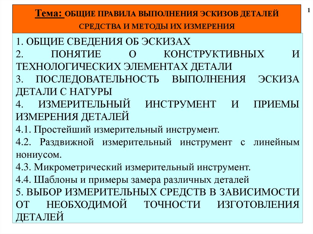 Правила выполнения эскизов