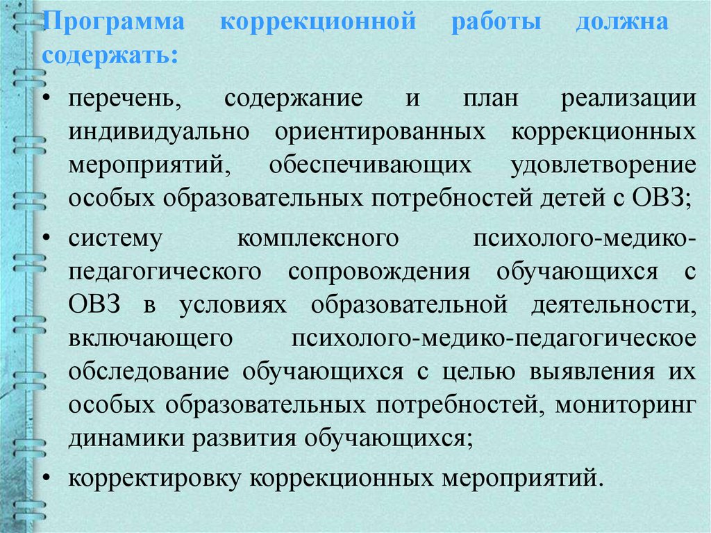 Индивидуальный план работы с детьми с овз