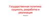 Государственная политика. Сущность, разработка и реализация