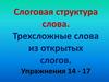 Слоговая структура слова. Трехсложные слова из открытых слогов