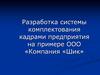 Разработка системы комплектования кадрами предприятия на примере ООО «Компания «Шик»