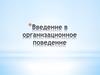 Введение в организационное поведение