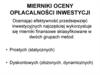Mierniki oceny opłacalności inwestycji