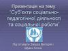 Суб’єкти соціально-педагогічної діяльності та соціальної роботи