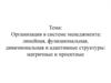 Организация в системе менеджмента: линейная, функциональная, дивизиональная и адаптивные структуры: матричные и проектные