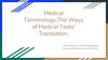 Medical Terminology. The Ways of Medical Texts’ Translation