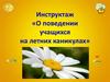 Инструктаж «О поведении учащихся на летних каникулах»