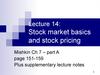 Stock market basics and stock pricing Stock market basics and stock pricing
