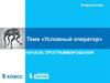 Условный оператор. Начала программирования