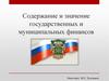Содержание и значение государственных и муниципальных финансов