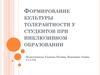 Формирование культуры толерантности у студентов при инклюзивном образовании