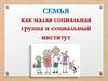 Семья как малая социальная группа и социальный институт