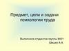Предмет, цели и задачи психологии труда
