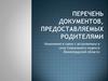 Перечень документов, предоставляемых родителями