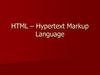 HTML – Hypertext Markup Language