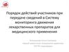 Порядок действий при передаче сведений в Систему мониторинга движения лекарственных препаратов для медицинского применения