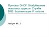 Протокол DHCP. Отображение локальных адресов. Служба DNS. Фрагментация IP пакетов