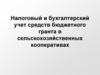 Налоговый и бухгалтерский учет средств бюджетного гранта в сельскохозяйственных кооперативах