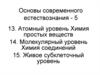 Атомный уровень. Химия простых веществ. Молекулярный уровень. Химия соединений. Живое субклеточный уровень