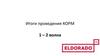 Итоги проведения КОРМ. 1 – 2 волна