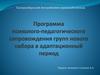 Программа психолого-педагогического сопровождения групп нового набора в адаптационный период