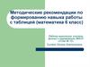 Методические рекомендации по формированию навыка работы с таблицей (математика 6 класс)