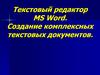 Текстовый редактор MS Word. Создание комплексных текстовых документов