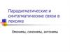 Парадигматические и синтагматические связи в лексике. Омонимы, синонимы, антонимы