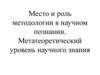 Место и роль методологии в научном познании. Метатеоретический уровень научного знания