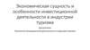 Экономическая сущность и особенности инвестиционной деятельности в индустрии туризма