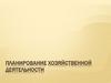 Планирование хозяйственной деятельности