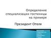 Определение специализации гостиницы на примере гостиницы «Президент Отель»