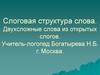 Слоговая структура слова. Двухсложные слова из открытых слогов